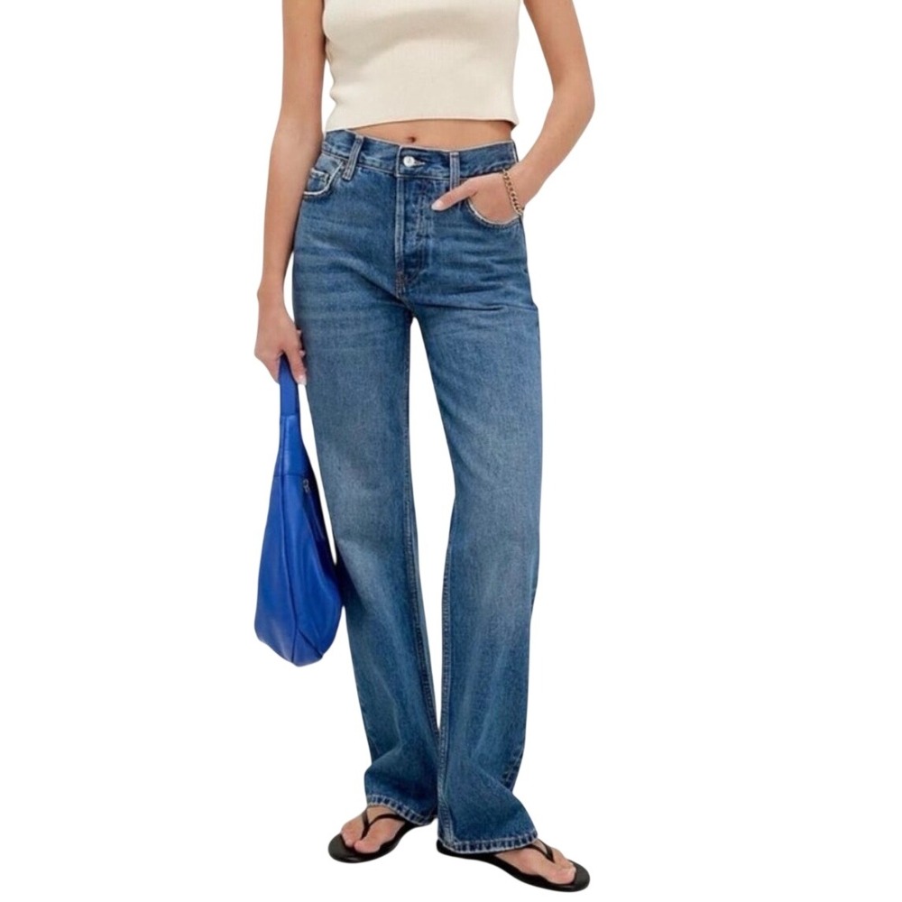 We The Free Free People Straight Leg Button Fly Jeans Blue OB2152891 Size 29